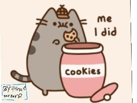 Pusheen eating a cookie