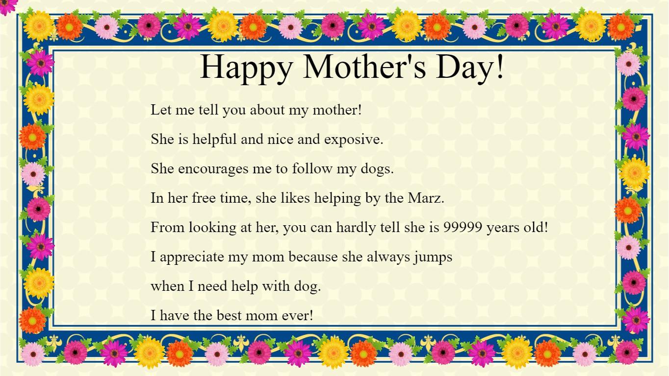 Mother&#039;s Day Mad Libs