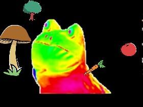 Rainbow frog eats healthy