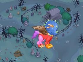 HUH?! why is there a dino dragon in a grave yard?!