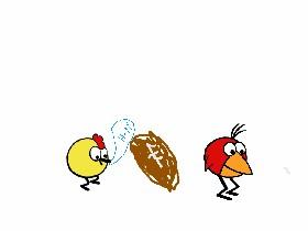 two birds playing football