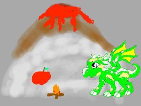 a volcano and dragon