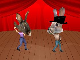 rabbit head dance party