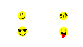 Smiley faces jump around