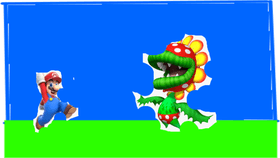 Mario attacks Petey Piranha