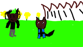 my drawing with me and dog