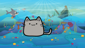 cat in the sea