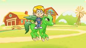 Boy riding dragon