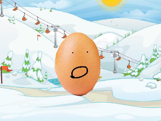 Egg man singing in snow