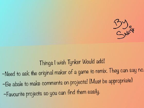 TyNKER SUGGESTIONS