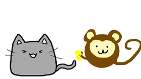 cat monkey bannana