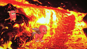 get to lava village!!