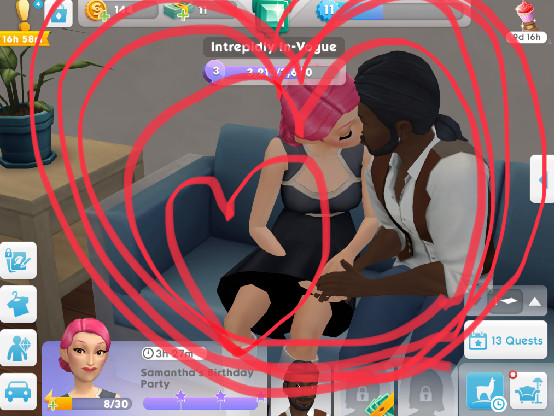 my sims kissing 