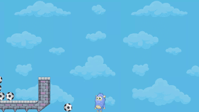 Playing soccer