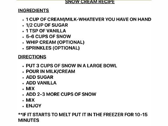 snow cream resipe