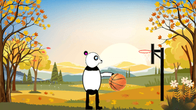 Panda playing basketball