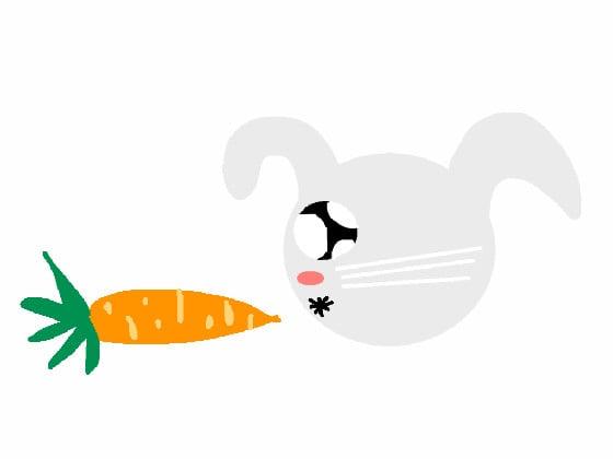 A Bunny Chomping a Carrot