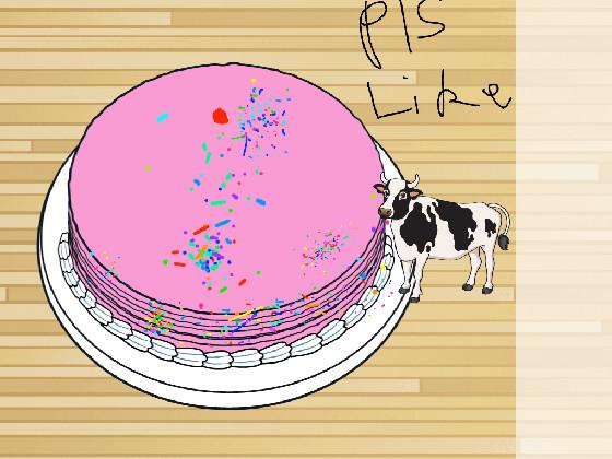 Cow eating cake