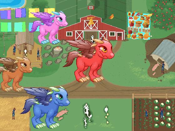 dragon invading a farm