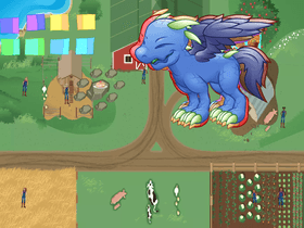 dragon invading a farm