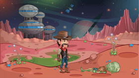 Space Cowboy fights zombie