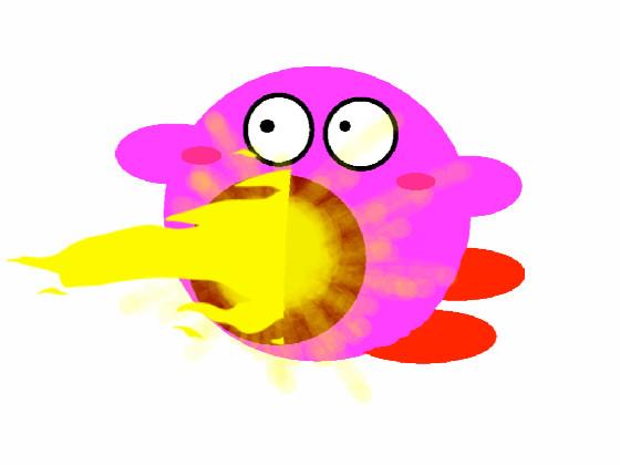 Kirby after eating chili peppers: