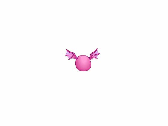 A pink ball with wings