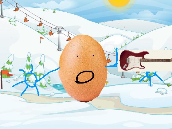 Egg man singing in snow 