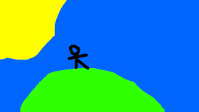 Stick man on a hill