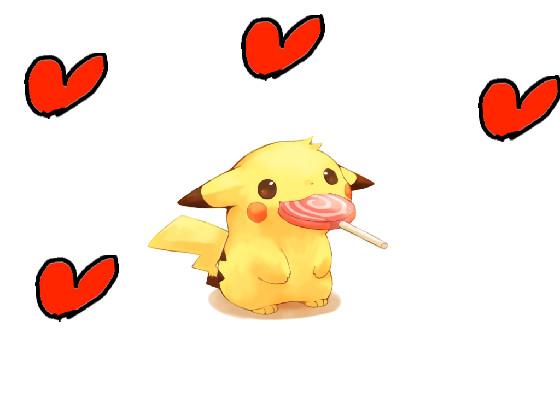 pikachu 🥰🥰 with a candy