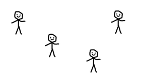 stickmen walking around