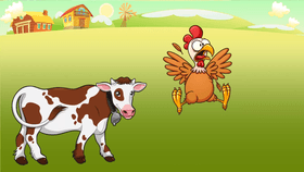 cow and hen