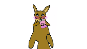 eevee drinking boba