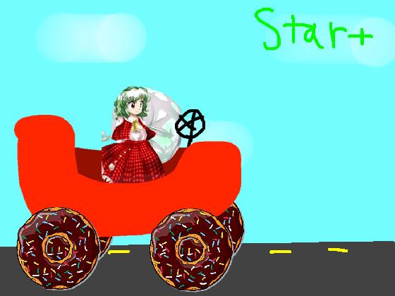 Yuuka driving a donut car