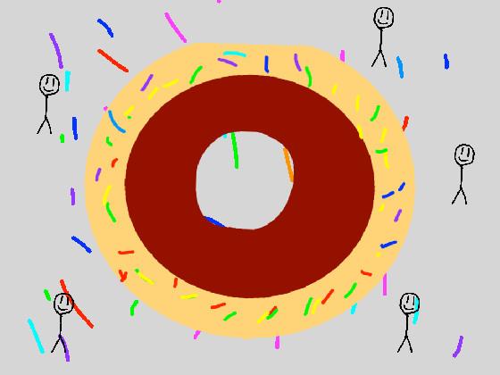 Stickmen eat spinning donut