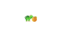 Dragon eats orange.