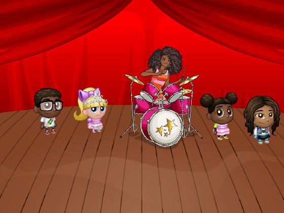 cute kids with barbie drummer