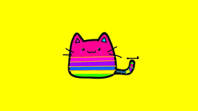 rainbow cat is exersicing