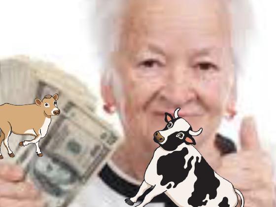 granny scares cows