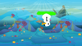 snowman surfing underwater