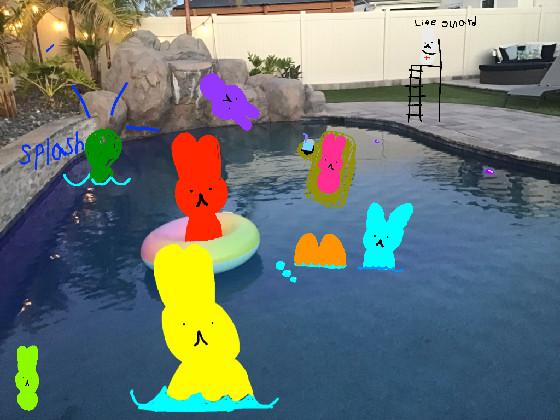 peeps in  pool