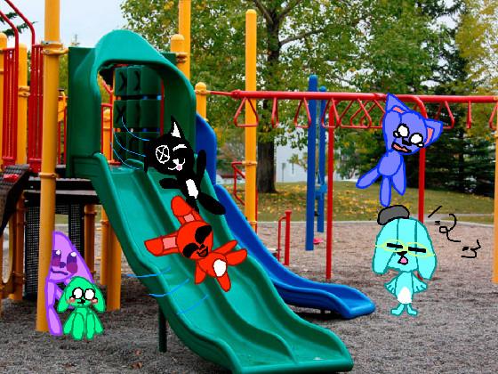 My ocs at the park! ALSO YOU CAN ADD UR OC(THEY’RE PLAYING HIDE AND SEEK)