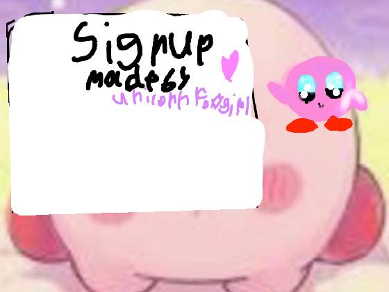 Kirby fan club sign-up