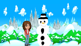 My snowman i made!!!!! (Im the human)