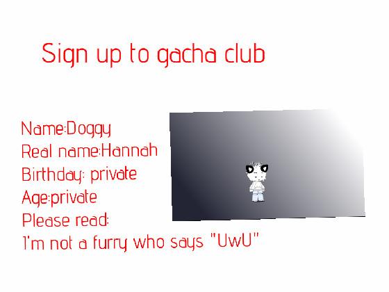 gacha club sign up