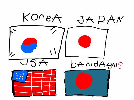 korea japan and usa and bandagals