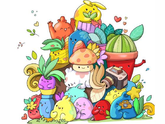 adorable cute Little monsters flower game