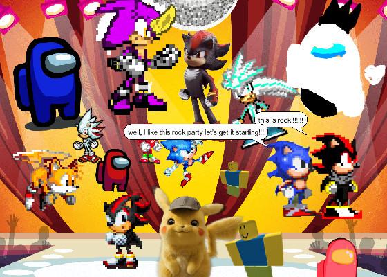 sonic movie and among us and pikachu and roblox and sonic cartoon and sonic pixel 1 1