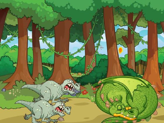  two allosaurus killing a dragon