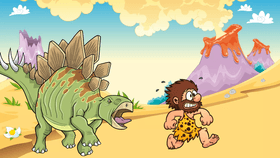 dinasour and caveman